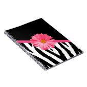 Zebra Pattern Girly Pink Daisy Notitieboek (Rechterzijde)