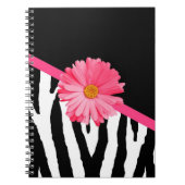 Zebra Pattern Girly Pink Daisy Notitieboek (Voorkant)