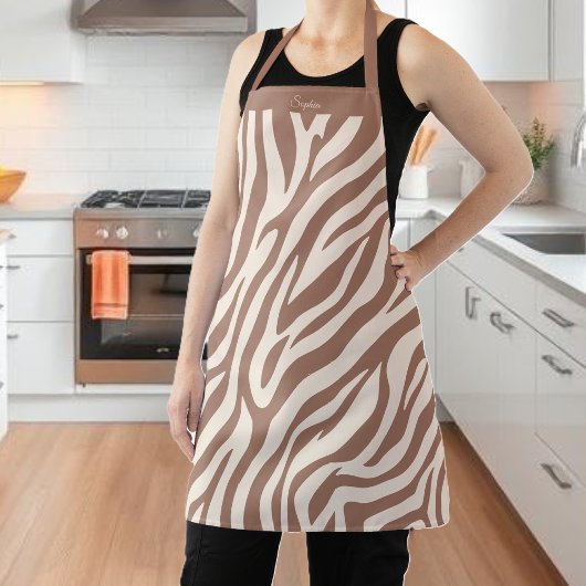 Zebra Pattern-Mocha Mousse Schort