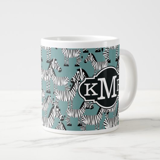 Zebra Pattern | Monogram Extra Grote Mok (Voorkant rechts)