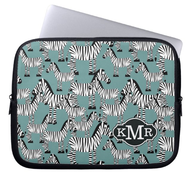 Zebra Pattern | Monogram Laptop Sleeve (Voorkant)