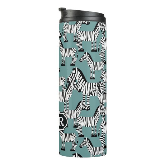 Zebra Pattern | Monogram Thermosbeker (Geroteerd rechts)