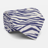 Zebra Pattern Navy Blue Stropdas (Opgerold)