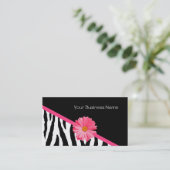 Zebra Pattern Pink Daisy Visitekaartje (Staand voorkant)