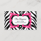 Zebra Pattern Pink Flourish Banner Visitekaartje (Voorkant)