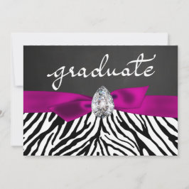 Zebra Pattern Rustic Chalkboard Afstuderen script Kaart