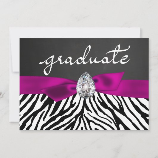Zebra Pattern Rustic Chalkboard Afstuderen script Kaart (Voorkant)