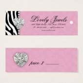 Zebra Pearl Joyaux en dentelle Prix Balise Rose (Devant & derrière)