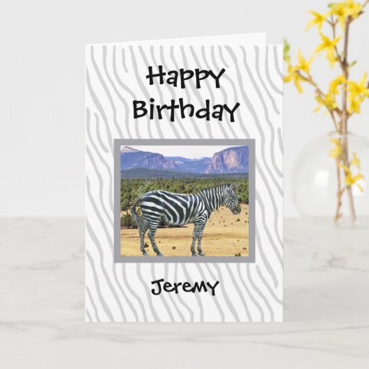 Zebra photo in a natural setting kaart (Gele Bloem)