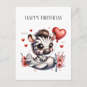 Zebra Piloot Verjaardag Feestdagenkaart