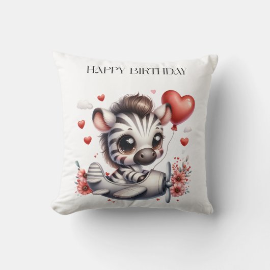 Zebra Piloot Verjaardag Kussen (Voorkant)