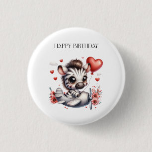 Zebra Piloot Verjaardag Ronde Button 3,2 Cm