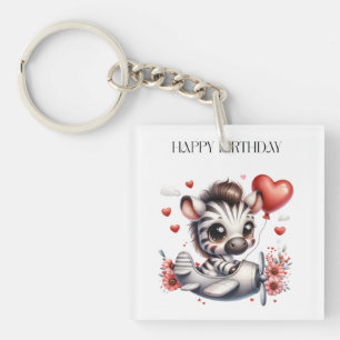 Zebra Piloot Verjaardag Sleutelhanger