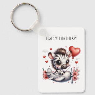 Zebra Piloot Verjaardag Sleutelhanger