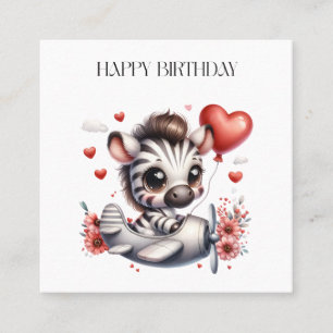 Zebra Piloot Verjaardag Vierkante Visitekaartje