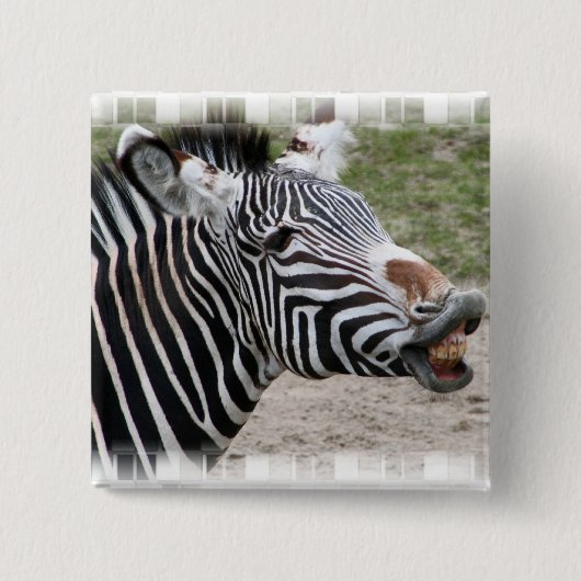 Zebra Pin glimlachen Vierkante Button 5,1 Cm (Voorkant)