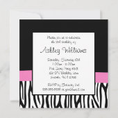 Zebra Pink Bow Diamond Sweet 16 Invitations (Dos)