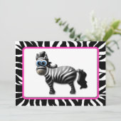 Zebra Pink Frame Baby Shower Invitations (Debout devant)