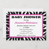 Zebra Pink Frame Baby Shower Invitations (Dos)