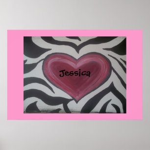 Zebra & Pink Poster Personnaliser ajoutez votre no