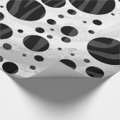Zebra Polka Dot Black en Grey Print Cadeaupapier (Hoek)