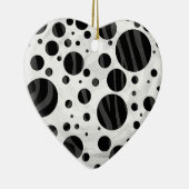 Zebra Polka Dot Black en Grey Print Keramisch Ornament (Rechts)