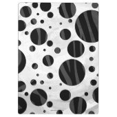 Zebra Polka Dot Black en Grey Print Klembord (Achterkant)