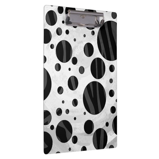 Zebra Polka Dot Black en Grey Print Klembord (Rechts)