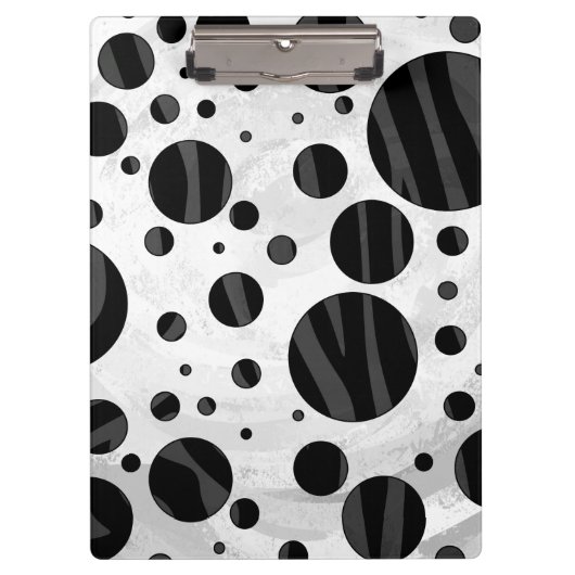 Zebra Polka Dot Black en Grey Print Klembord (Voorkant)