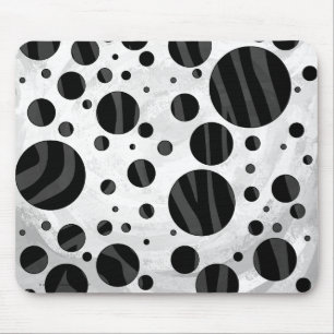 Zebra Polka Dot Black en Grey Print Muismat