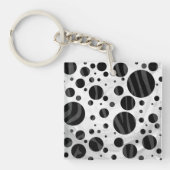 Zebra Polka Dot Black en Grey Print Sleutelhanger (Voorkant)