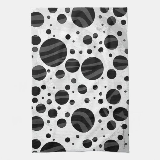 Zebra Polka Dot Black en Grey Print Theedoek (Verticaal)