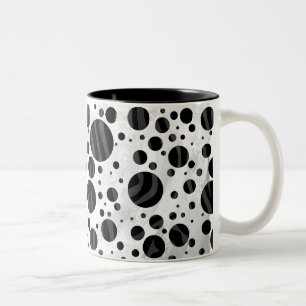 Zebra Polka Dot Black en Grey Print Tweekleurige Koffiemok