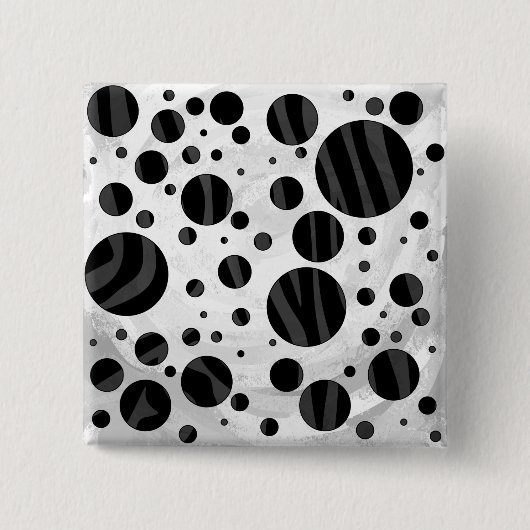 Zebra Polka Dot Black en Grey Print Vierkante Button 5,1 Cm (Voorkant)