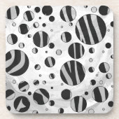 Zebra Polka Dot Black en Light Grey Bier Onderzetter (Voorkant)