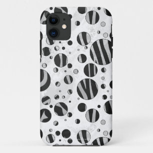 Zebra Polka Dot Black en Light Grey iPhone 11 Hoesje
