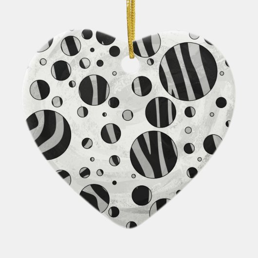Zebra Polka Dot Black en Light Grey Keramisch Ornament (Voorkant)
