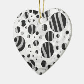 Zebra Polka Dot Black en Light Grey Keramisch Ornament (Links)