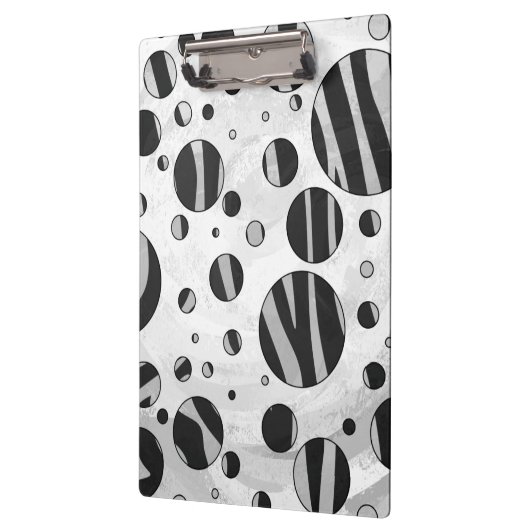 Zebra Polka Dot Black en Light Grey Klembord (Links)