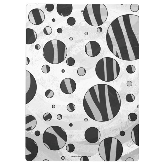 Zebra Polka Dot Black en Light Grey Klembord (Achterkant)