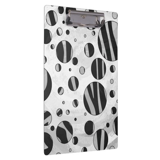 Zebra Polka Dot Black en Light Grey Klembord (Rechts)