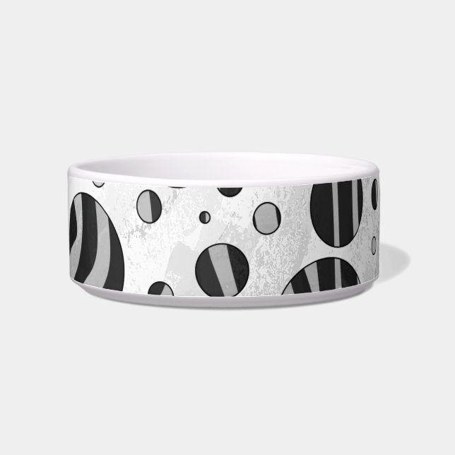 Zebra Polka Dot Black en Light Grey Voerbakje (Rechts)