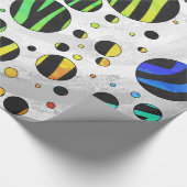 Zebra Polka Dot Black en Rainbow Print Cadeaupapier (Hoek)