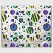 Zebra Polka Dot Black en Rainbow Print Cadeaupapier (Vlak)