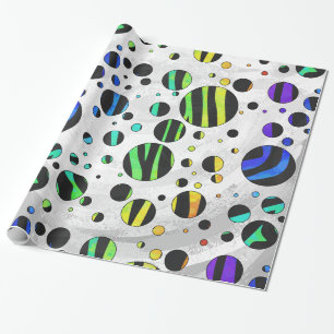 Zebra Polka Dot Black en Rainbow Print Cadeaupapier