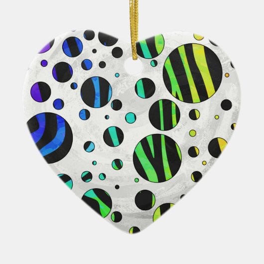 Zebra Polka Dot Black en Rainbow Print Keramisch Ornament (Voorkant)