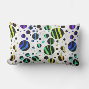 Zebra Polka Dot Black en Rainbow Print Kussen