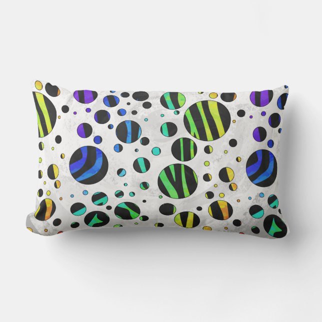 Zebra Polka Dot Black en Rainbow Print Kussen (Voorkant)