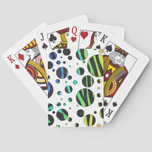 Zebra Polka Dot Black en Rainbow Print Pokerkaarten (Achterkant)