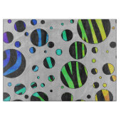 Zebra Polka Dot Black en Rainbow Print Snijplank (Voorkant)